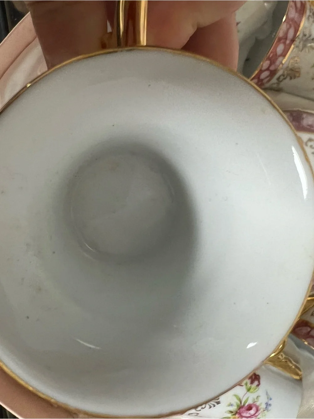 Pink and Gold Floral Porcelain Espresso Cup Set
